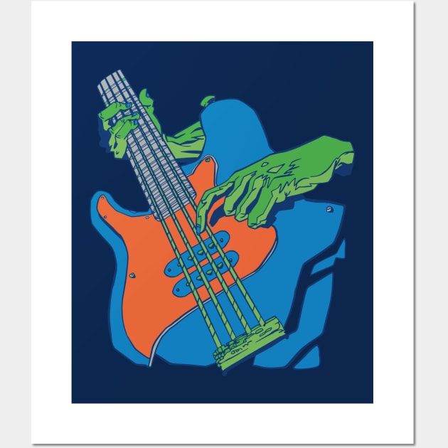 Zombie Playing Bass Guitar Wall Art by SLAG_Creative